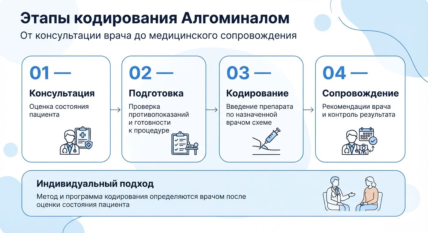 Кодирование препаратом «Алгоминал» в Речице инфографика